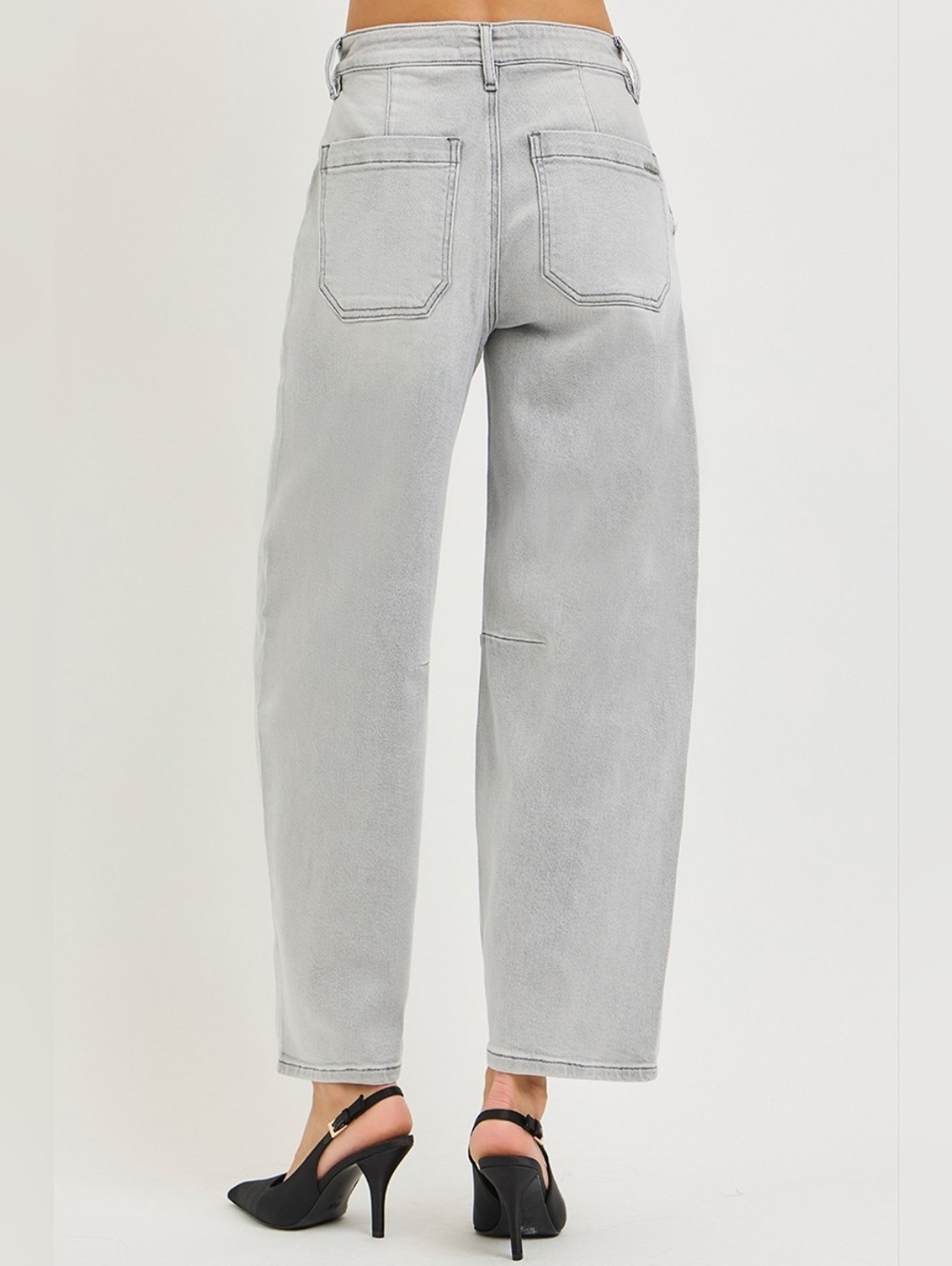 RISEN High Rise Slouchy Barrel Jeans Grey Stretch Neutral Ankle Various NEW - Picture 10 of 15